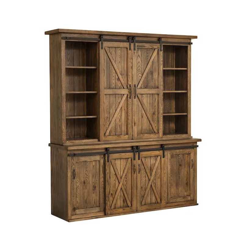 AMISH NEW ENGLAND 76" DINING HUTCH WITH SLIDING BARN DOORS