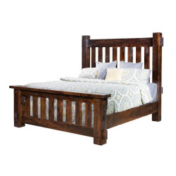 King Size Rustic Rough Sawn Brown Maple Dutton Panel Bed